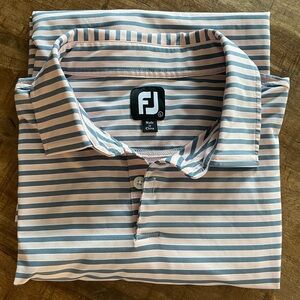 Men's Blue and Pink Striped Golf Polo Shirt